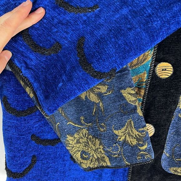 Vintage 1990s Alex Ku Blue Patchwork Cotton Jacket - Picture 4 of 9